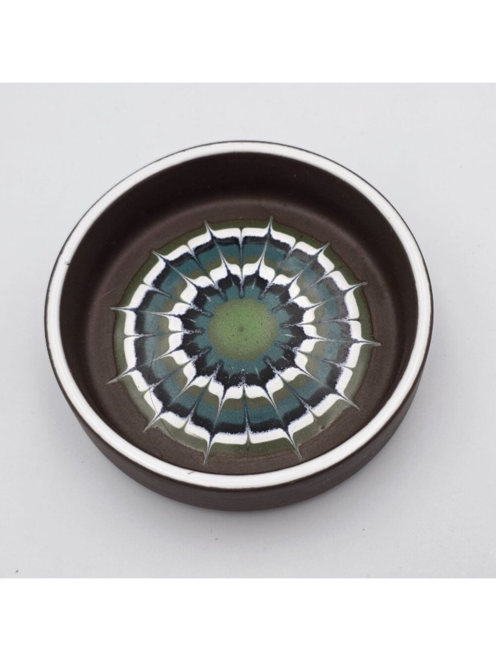 Hornsea Muramic Vitramic Decorative Bowl Geometric Green & Brown Design 3.5"